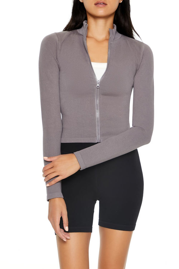 forever 21 Seamless Ribbed Zip-Up Jacket