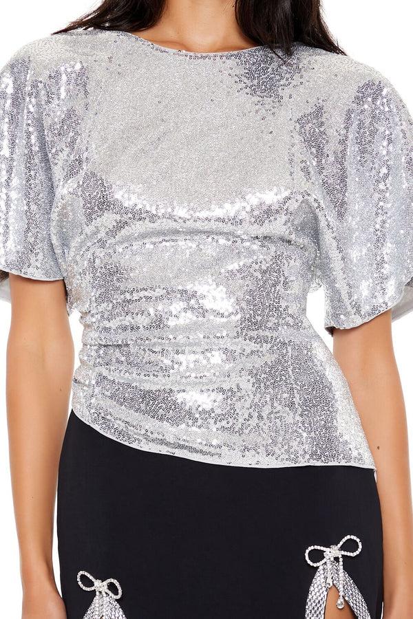 Forever 21 Sequin Butterfly-Sleeve Top