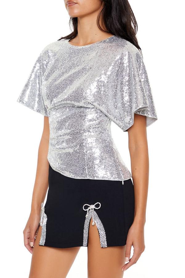 Forever 21 Sequin Butterfly-Sleeve Top