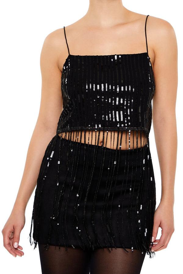 Forever 21 Sequin Fringe Cropped Cami