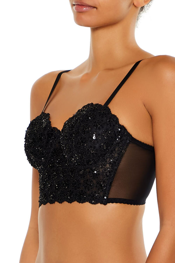 Forever 21 Sequin Lingerie Cropped Cami
