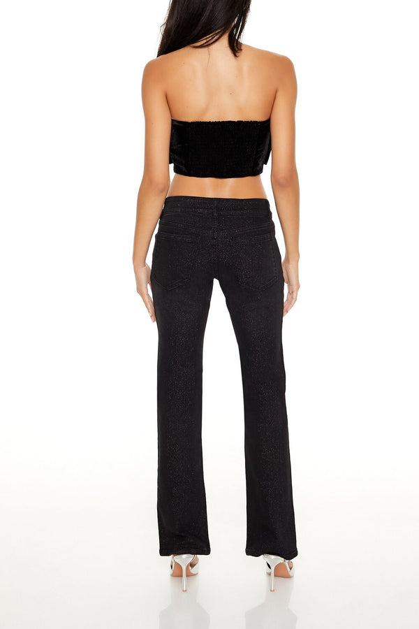 Forever 21 Sequin Low-Rise Bootcut Jeans