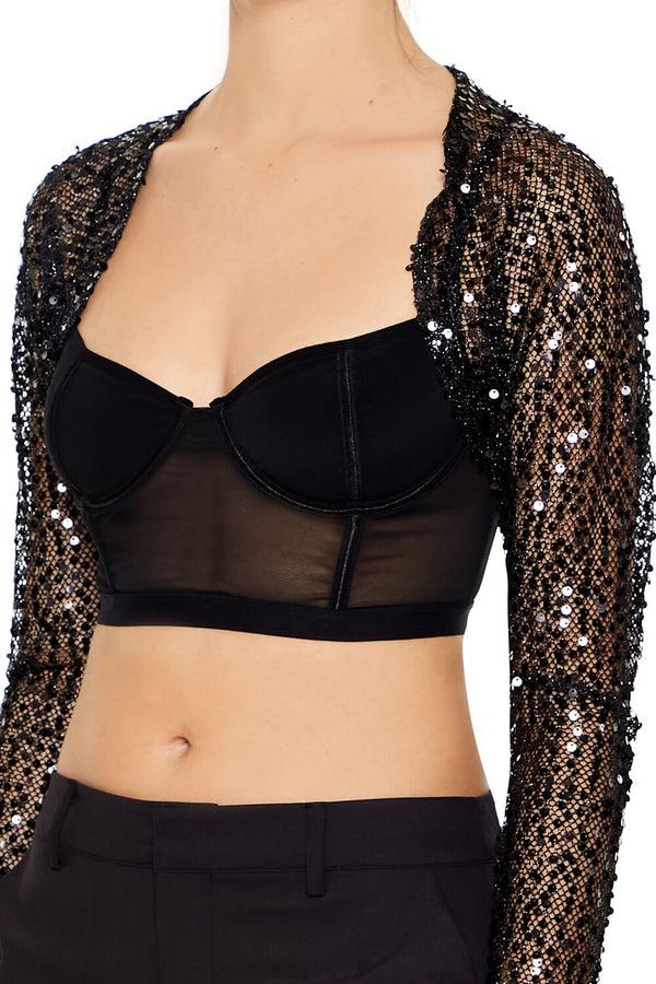 Forever 21 Sequin Mesh Shrug Sweater