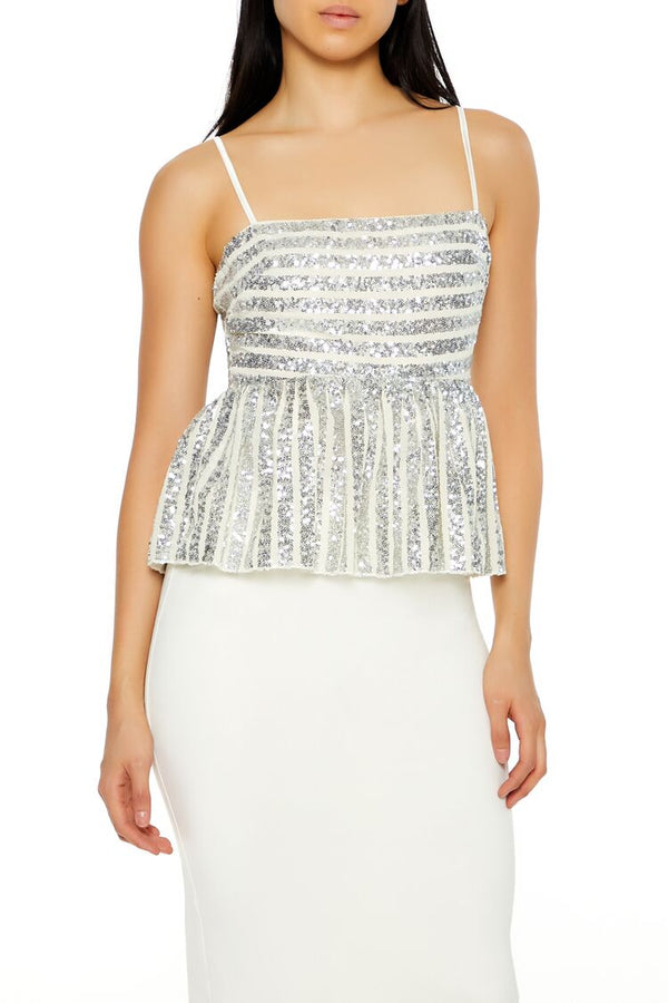 forever 21 Sequin Striped Peplum Cami