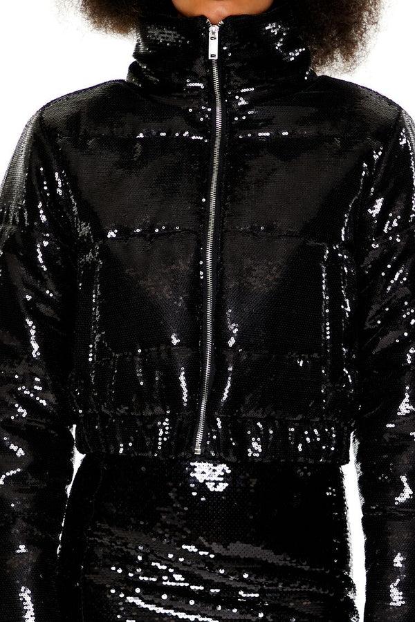 Forever 21 Sequin Zip-Up Puffer Jacket
