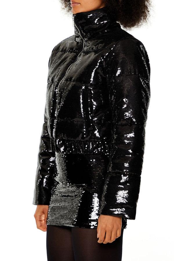 Forever 21 Sequin Zip-Up Puffer Jacket