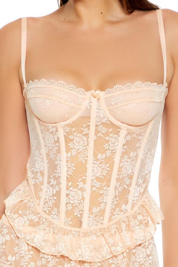 Forever 21 Sheer Lace Lingerie Corset Cami