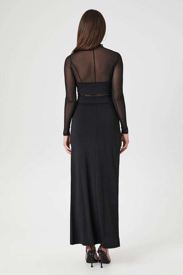 Forever 21 Sheer Mesh Asymmetrical Maxi Dress