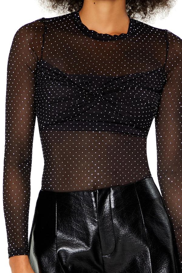 Forever 21 Sheer Mesh Rhinestone Top