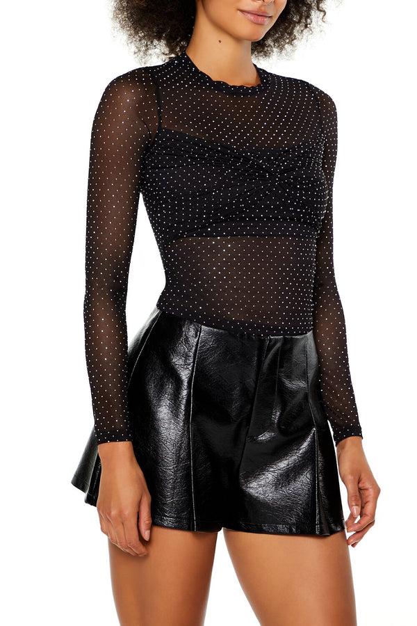 Forever 21 Sheer Mesh Rhinestone Top