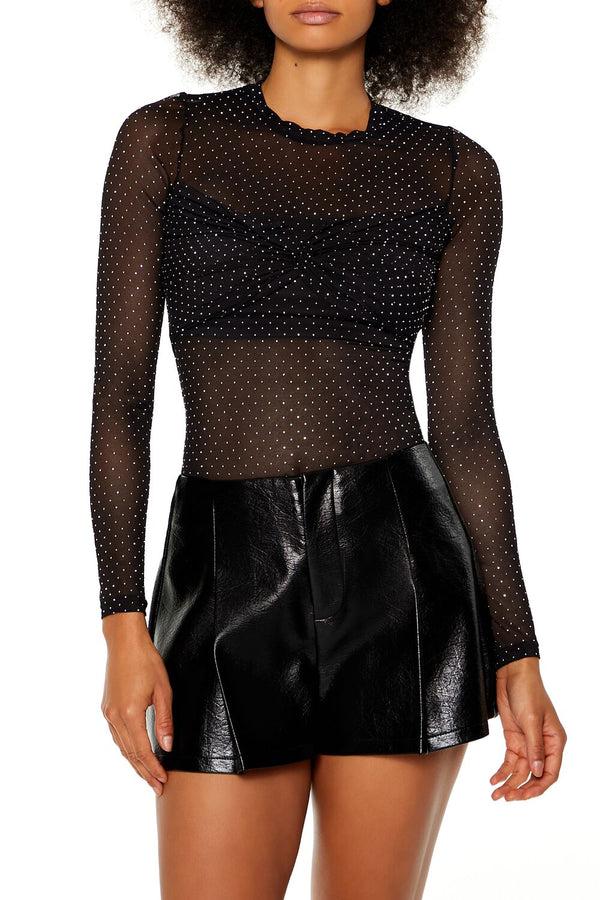 forever 21 Sheer Mesh Rhinestone Top