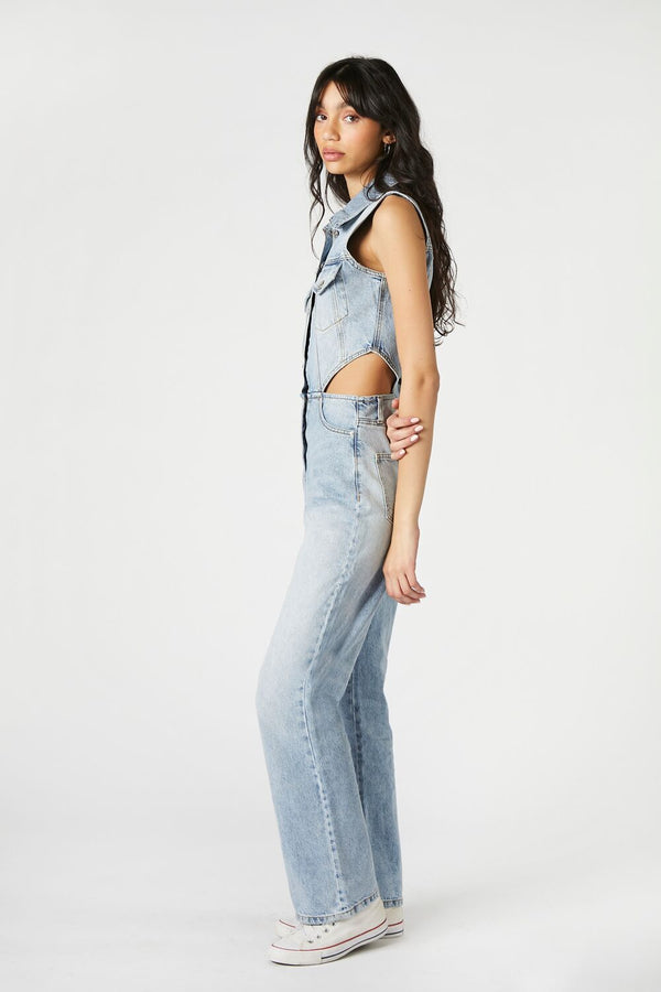 Forever 21 Sleeveless Cutout Denim Overalls