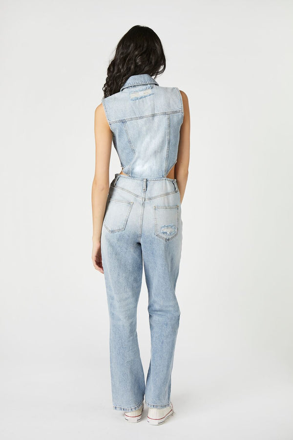 Forever 21 Sleeveless Cutout Denim Overalls