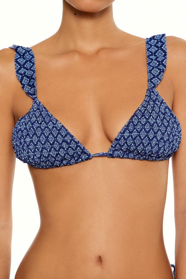 Forever 21 Smocked Triangle Tile Bikini Top