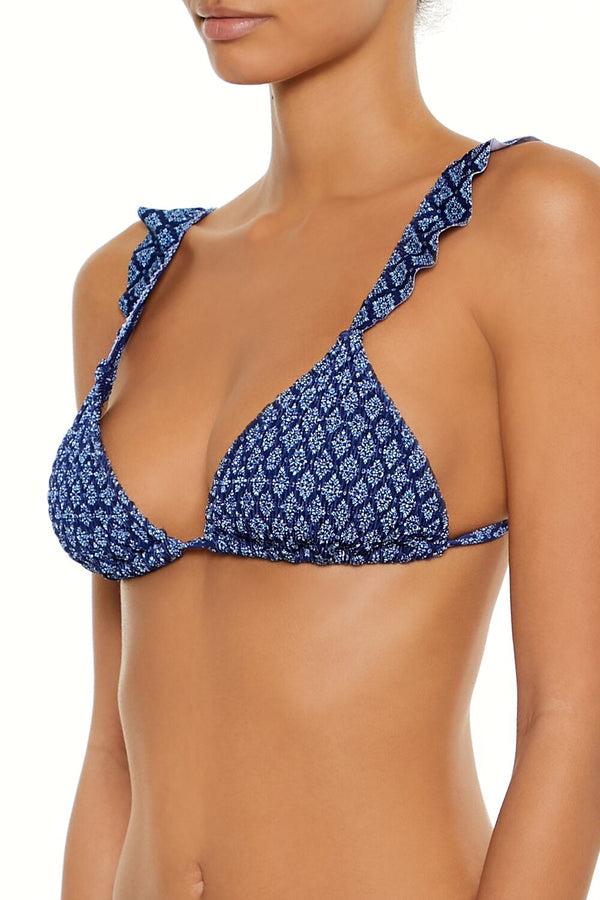 Forever 21 Smocked Triangle Tile Bikini Top