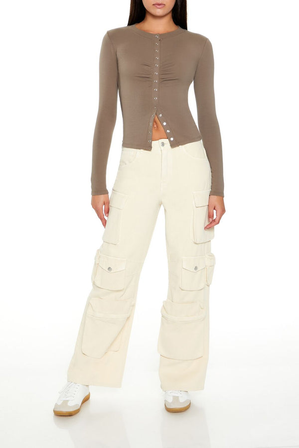 Forever 21 Snap-Button Long-Sleeve Top