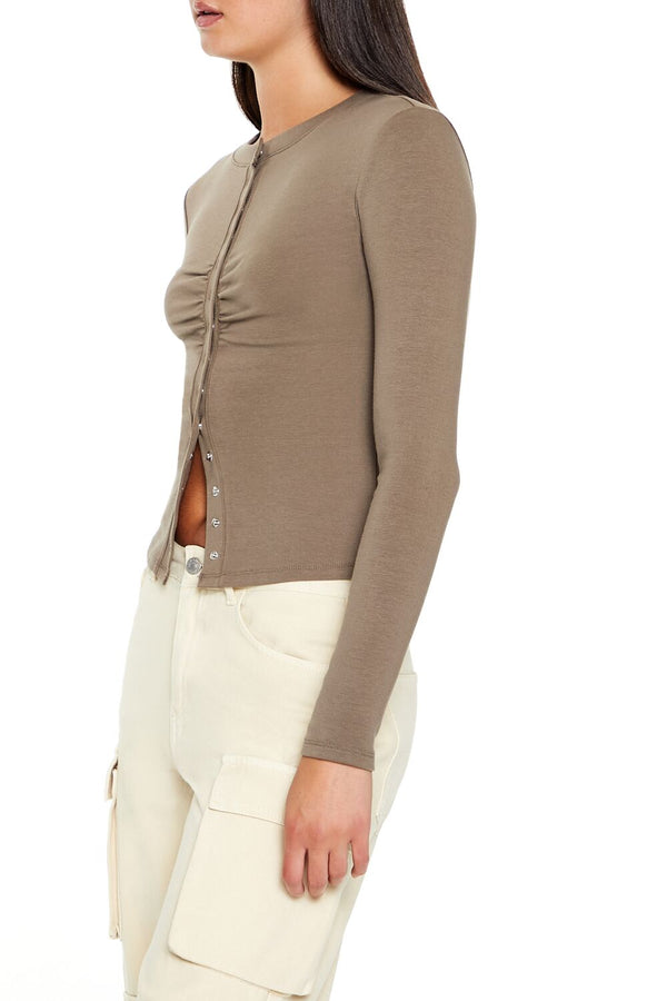 Forever 21 Snap-Button Long-Sleeve Top