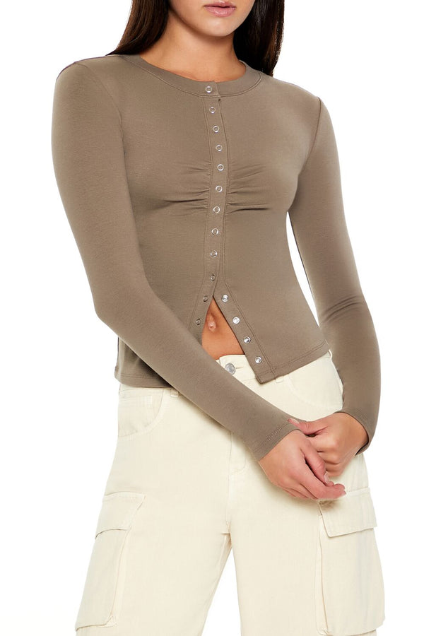 forever 21 Snap-Button Long-Sleeve Top