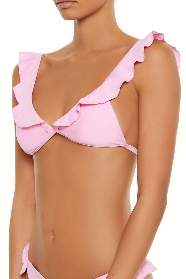 Forever 21 Solid Ruffle Bralette Bikini Top
