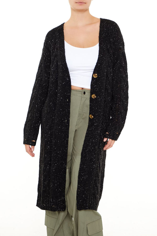 Forever 21 Speckled Longline Cardigan Sweater
