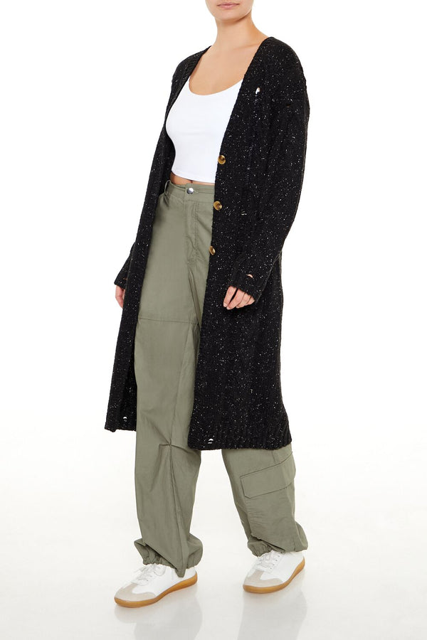 Forever 21 Speckled Longline Cardigan Sweater