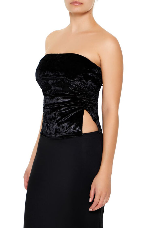 Forever 21 Split-Hem Velvet Tube Top