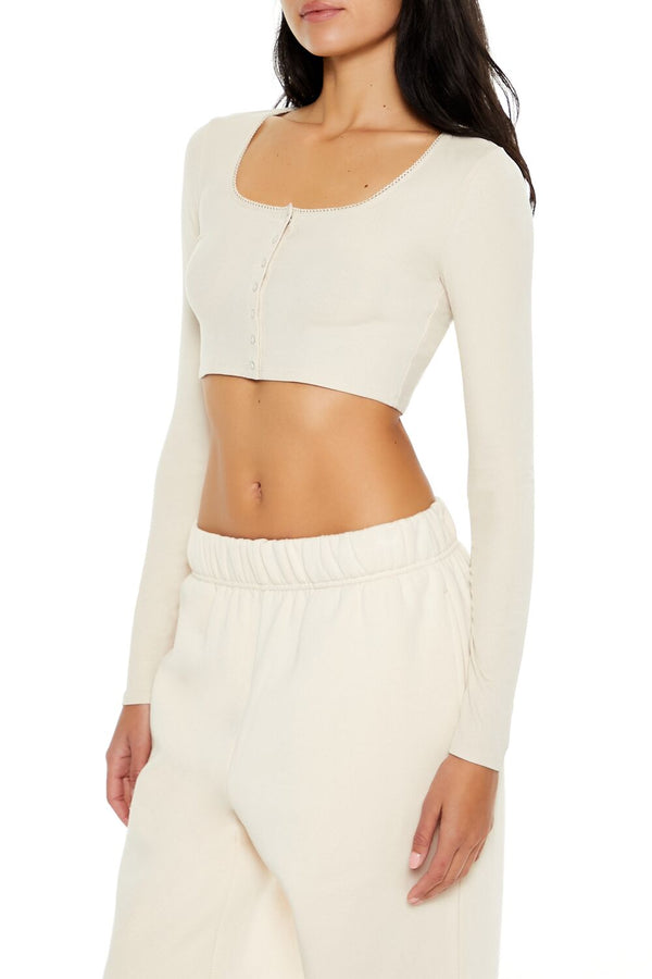 Forever 21 Square-Neck Cropped Henley Tee