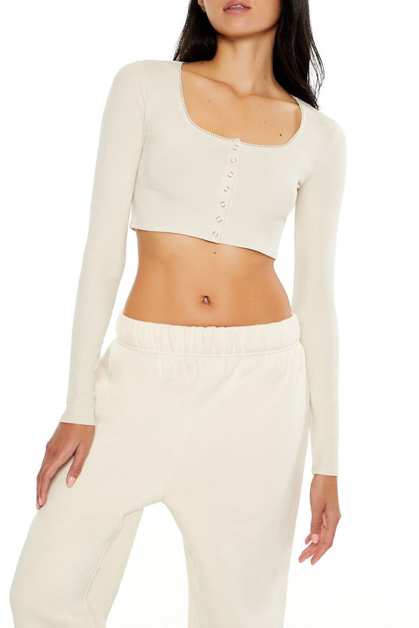 forever 21 Square-Neck Cropped Henley Tee