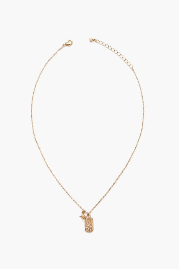 forever 21 Star & Dog Tag Charm Necklace