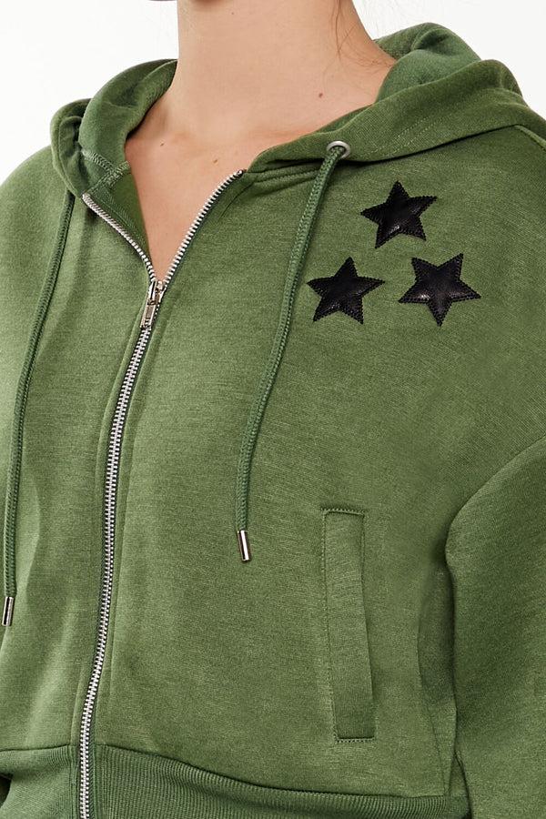 Forever 21 Star Patch Zip-Up Hoodie
