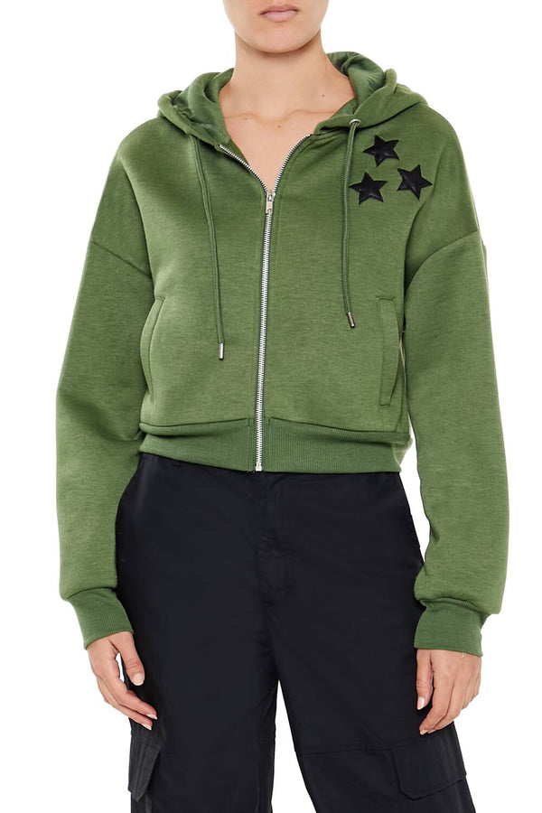 forever 21 Star Patch Zip-Up Hoodie