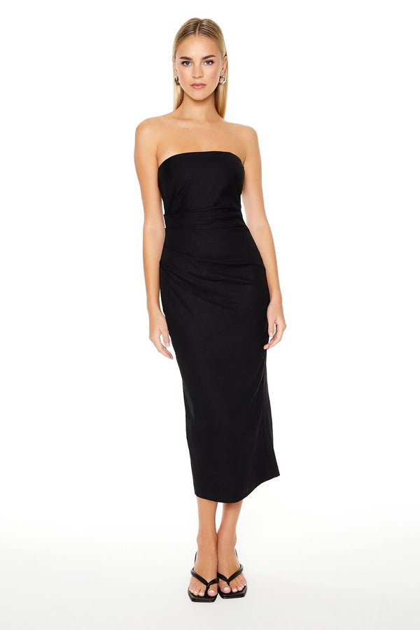 Forever 21 Strapless Slit Midi Dress