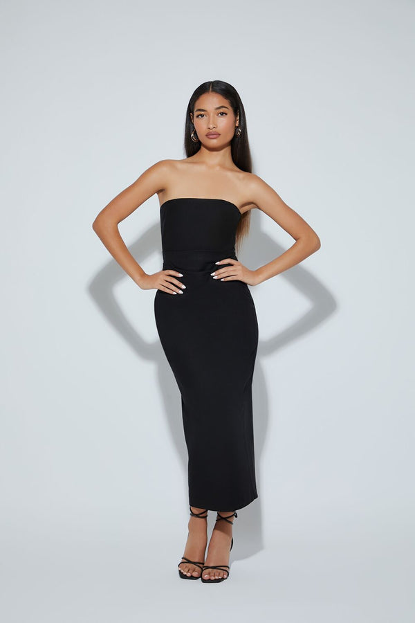 forever 21 Strapless Slit Midi Dress