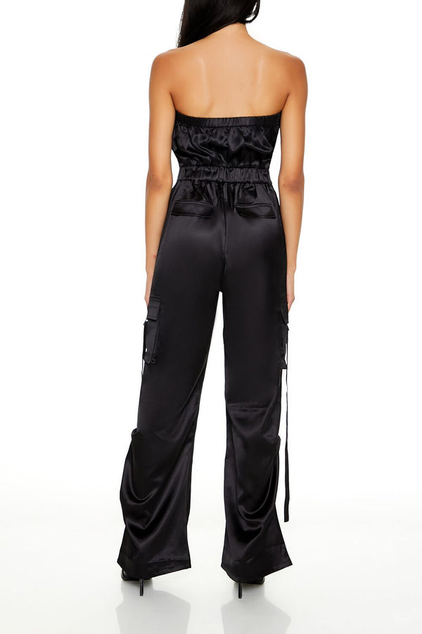 Forever 21 Strapless Zip-Up Cargo Jumpsuit