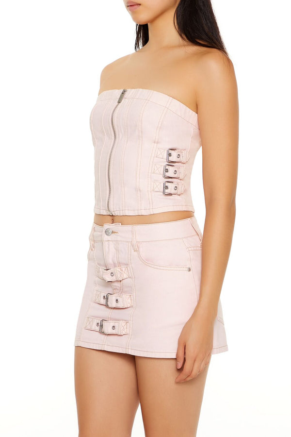 Forever 21 Strappy Zip-Front Cropped Tube Top