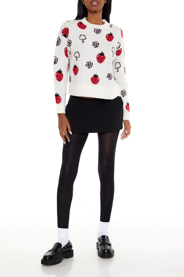 Forever 21 Strawberry & Mushroom Print Sweater