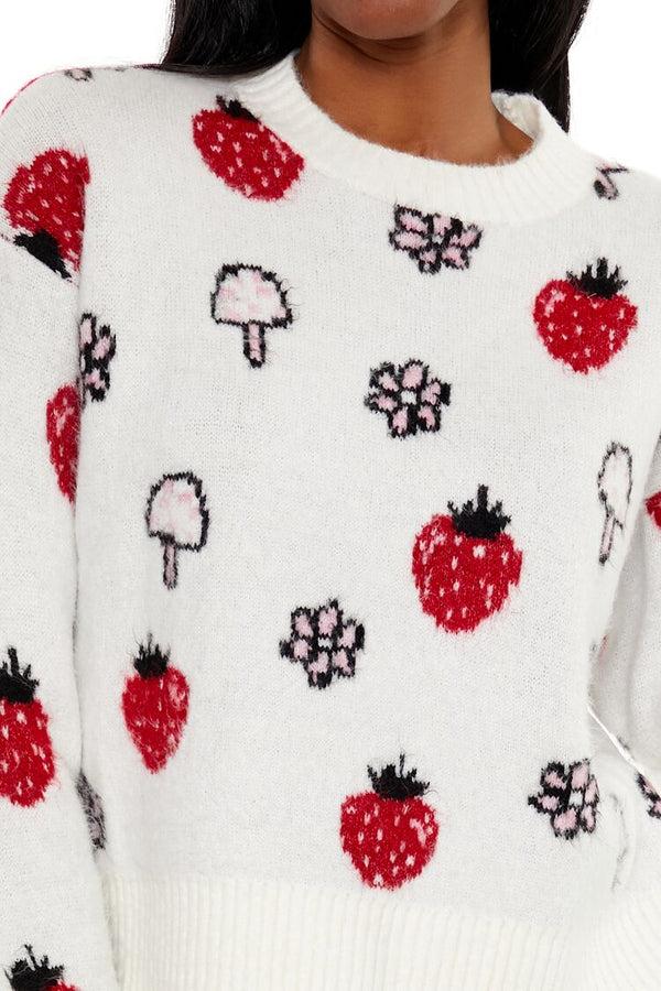 Forever 21 Strawberry & Mushroom Print Sweater
