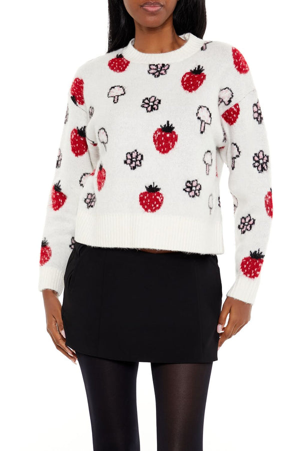 forever 21 Strawberry & Mushroom Print Sweater