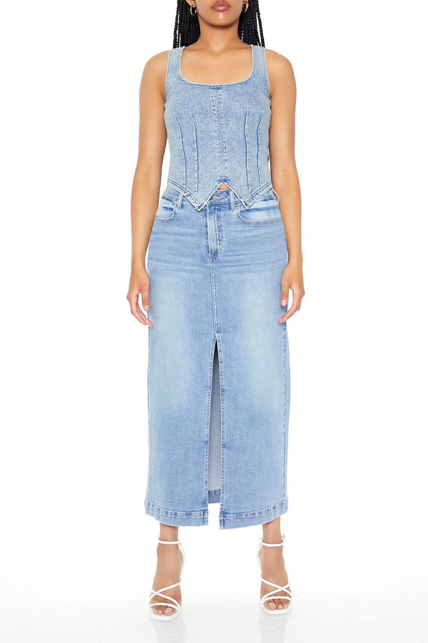 Forever 21 Stretch-Denim Tank Top