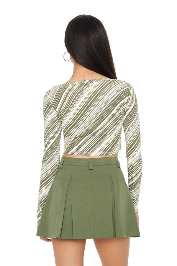 Forever 21 Striped Button-Front Crop Top