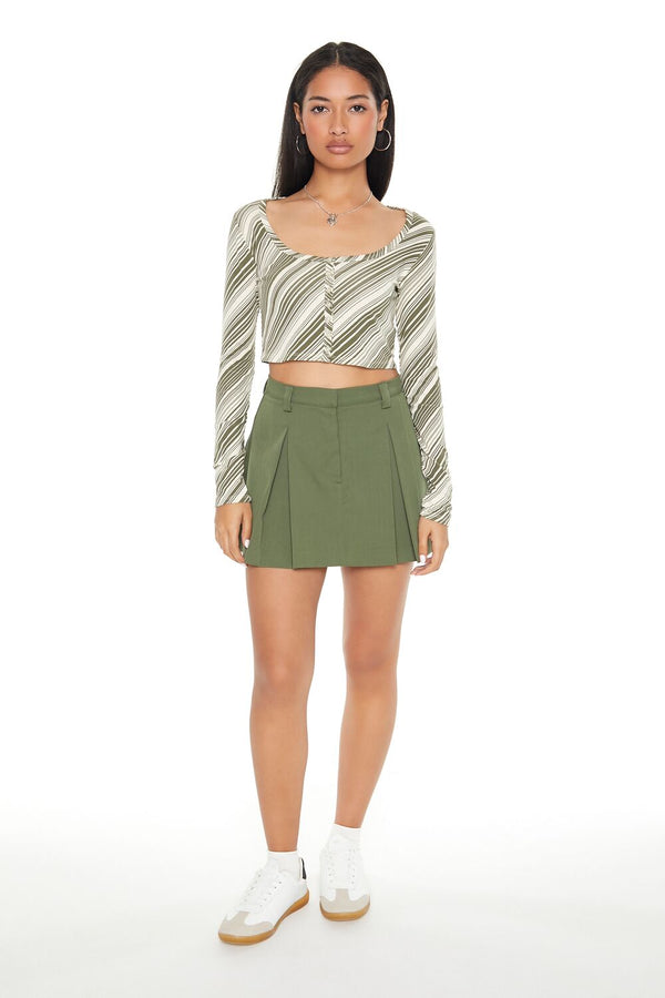 Forever 21 Striped Button-Front Crop Top
