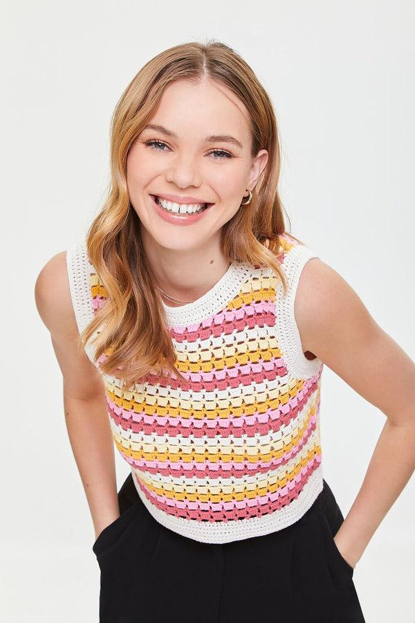 forever 21 Striped Crochet Top