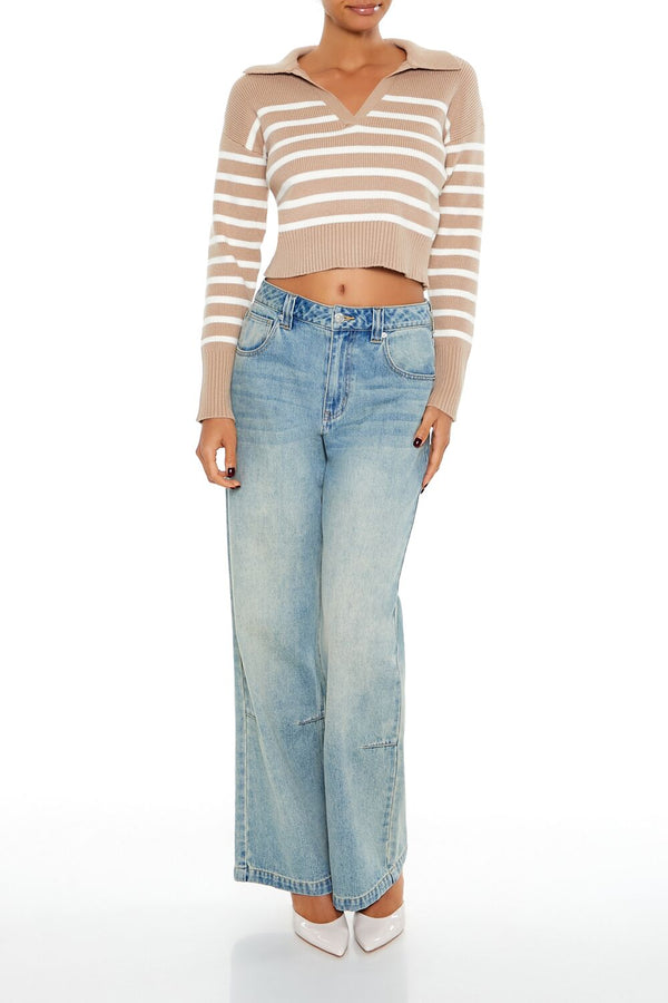 Forever 21 Striped Cropped Sweater