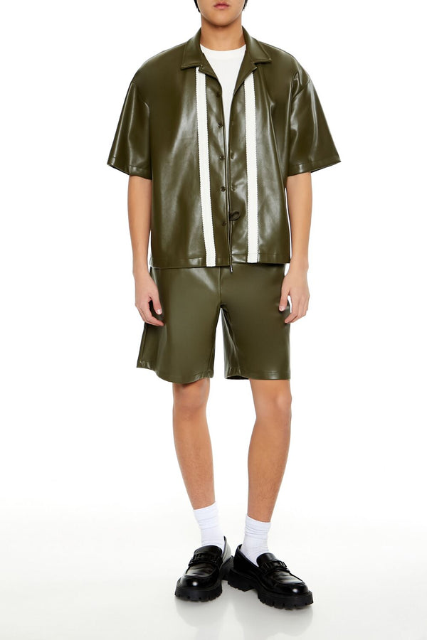 Forever 21 Striped Faux Leather Shirt