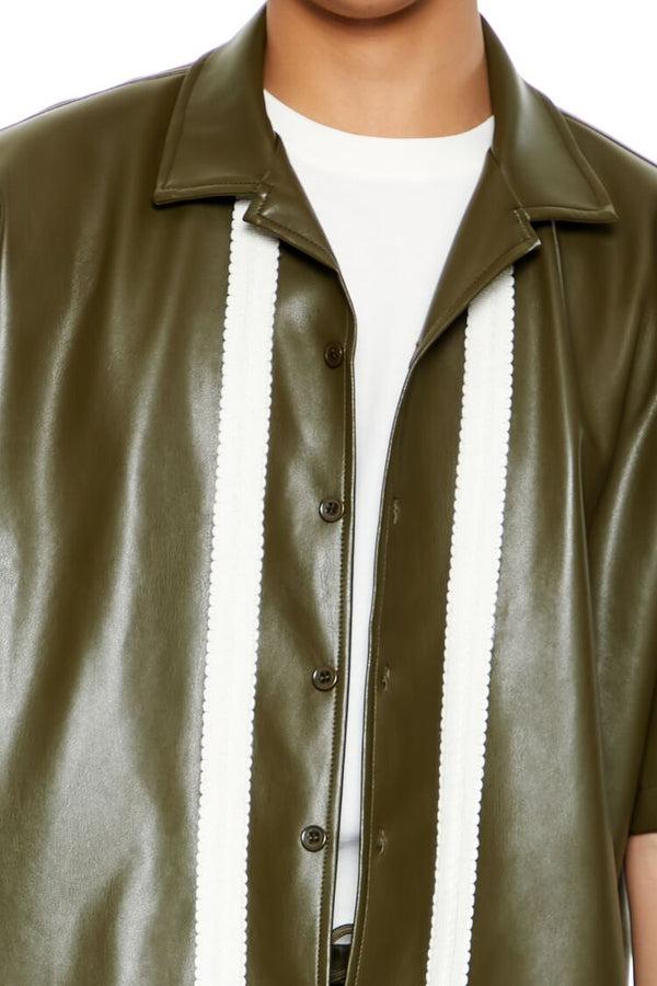 Forever 21 Striped Faux Leather Shirt