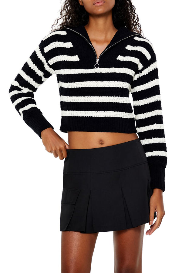 forever 21 Striped Half-Zip Sweater