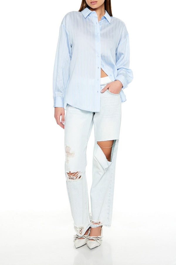 Forever 21 Striped Jacquard Shirt