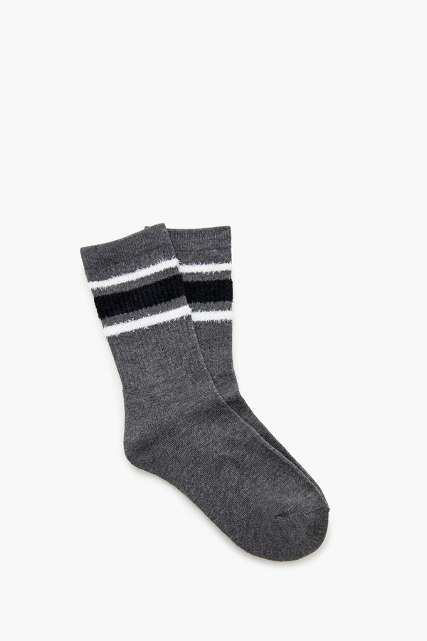 Forever 21 Striped-Trim Crew Socks