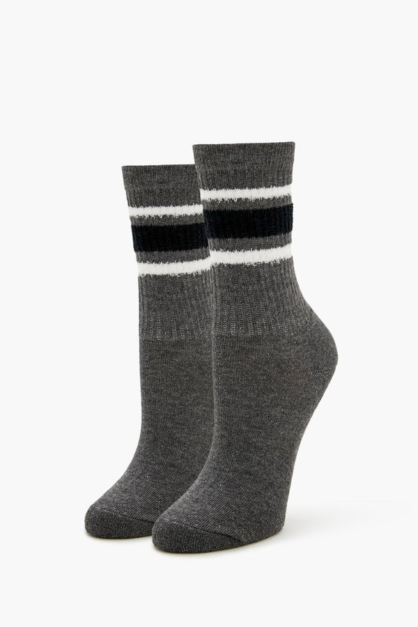 forever 21 Striped-Trim Crew Socks