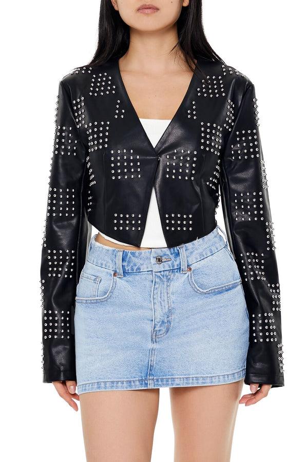 forever 21 Studded Checkered Jacket